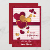 Elegant Rode en Gouden Hartjes Valentijnsdag Ontwe Feestdagenkaart (Voorkant / Achterkant)