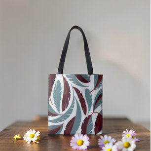 Elegant rode en grijze veren cascade patroon tote bag