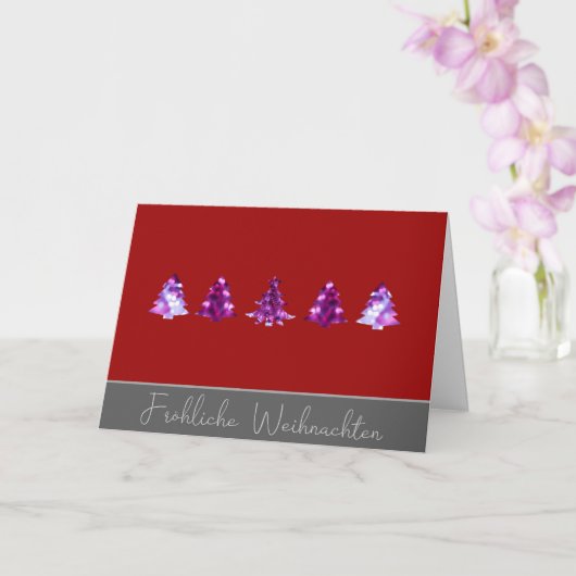 Elegant rode en roze kerstboomkaart kaart (Orchidee)