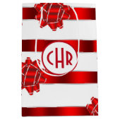 Elegant rode en witte strepen met lint medium cadeauzakje (Voorkant)