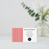 Elegant rode en witte strepen met Logo Visitekaartje (Staand voorkant)