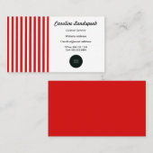 Elegant rode en witte strepen met Logo Visitekaartje (Voorkant / Achterkant)