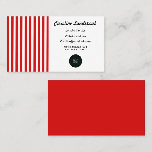 Elegant rode en witte strepen met Logo Visitekaartje (Voorkant / Achterkant)