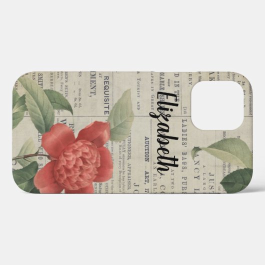 Elegant  Rode Floral Case-Mate iPhone Case (Achterkant (horizontaal))
