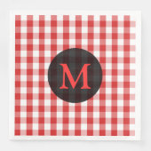 Elegant rode gingham patroon gepersonaliseerd mono servetten (Voorkant)