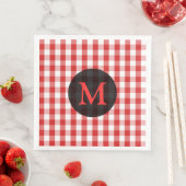 Elegant rode gingham patroon gepersonaliseerd mono servetten (Insitu)