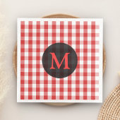 Elegant rode gingham patroon gepersonaliseerd mono servetten