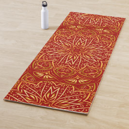 Elegant Rode Gouden Mandala Patroon Yogamat