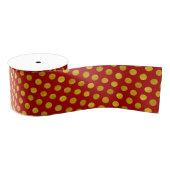 Elegant Rode & Gouden Rode Stippen Moderne Kerst Grosgrain Lint (Spoel)
