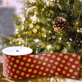 Elegant Rode & Gouden Rode Stippen Moderne Kerst Grosgrain Lint