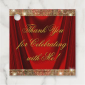 Elegant Rode Gouden Verjaardagsfeestje  Bedankjes Labels (Voorkant)