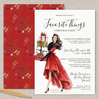 Elegant Rode Groene Favoriete Dingen Kerstfeest Kaart