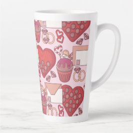 Elegant Rode Hart Liefdesthema Valentijnsdag Cadea Latte Mok