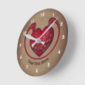 Elegant Rode Hart Ontwerp Gepersonaliseerd Ronde Klok (Hoek)