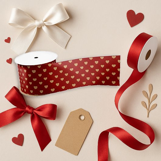 Elegant Rode Hart Romantische Decoratie Satijnen Lint