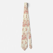 Elegant, rode harten | Floral Monogram Stropdas (Voorkant)