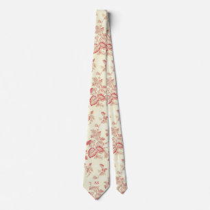 Elegant, rode harten   Floral Monogram Stropdas