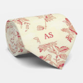 Elegant, rode harten | Floral Monogram Stropdas (Opgerold)