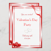 Elegant Rode harten Valentijnsdag Feest Kaart (Voorkant / Achterkant)