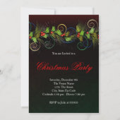 Elegant Rode Hulst Kerstfeest Party Kaart (Achterkant)