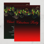Elegant Rode Hulst Kerstfeest Party Kaart (Voorkant / Achterkant)