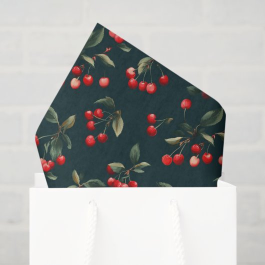 Elegant Rode Kersen Patroon Decoupage Tissuepapier (Cadeauzakje)