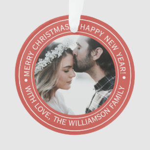 Elegant rode kerst monogram foto ornament