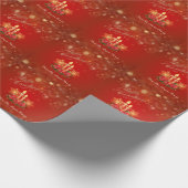 Elegant rode kerstkaarsen, Kogels, Snowflakes Cadeaupapier (Hoek)