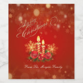 Elegant rode kerstkaarsen, Kogels, Snowflakes Wijn Etiket (Enkel label)