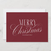Elegant Rode Kerstscript Feestdagenkaart (Voorkant)