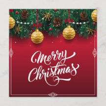 Elegant Rode Kerstvakantie Feest | Uitnodiging