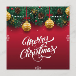 Elegant Rode Kerstvakantie Feest | Uitnodiging