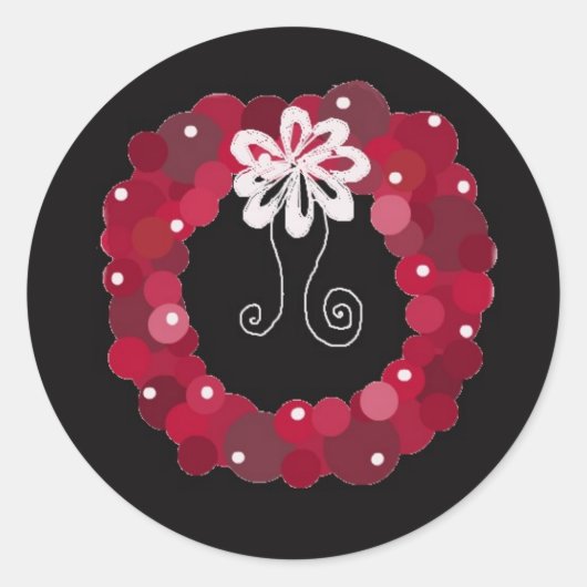 Elegant Rode Kransontwerp Ronde Sticker (Voorkant)