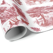 Elegant  Rode Land Pastorale Toile Cadeaupapier (Rol Hoek)