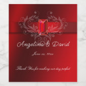 Elegant Rode Lint Glanzende Robijn Wijn Etiket (Enkel label)