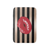 elegant rode lippen roos gouden strepen patroon badmat (Voorkant Verticaal)