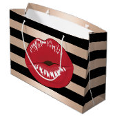 elegant rode lippen roos gouden strepen patroon groot cadeauzakje (Achterkant Gekanteld)