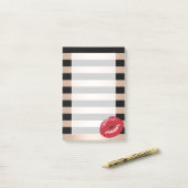 elegant rode lippen roos gouden strepen patroon post-it® notes (Op bureau)