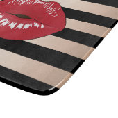 elegant rode lippen roos gouden strepen patroon snijplank (Hoek)