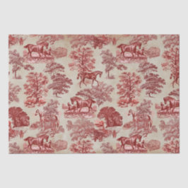 Elegant Rode Paard Woodland Toile Kraft Tissuepapier