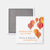 Elegant rode papieren lantaarns die de datum opsla magneet (Voorkant / Achterkant)