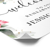 Elegant Rode Poinsettia PROEFHuwelijk DINER Welkom Poster (Hoek)