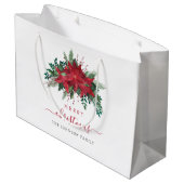 Elegant Rode Poinsettia Script Kerstmis Groot Cadeauzakje (Achterkant Gekanteld)
