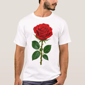 Elegant Rode Roos Bloemendesign T-shirt