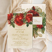 Elegant rode rozen 100e verjaardag kaart