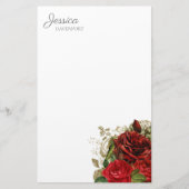 Elegant rode rozen Floral Briefpapier (Voorkant)