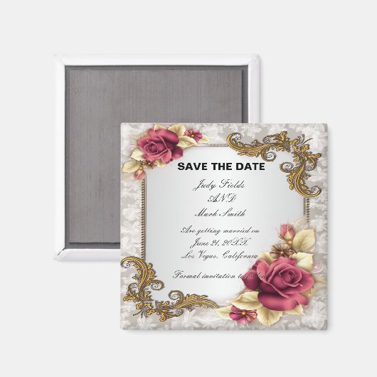 Elegant rode rozen sparen de Datum Magnet (Voorkant / Achterkant)