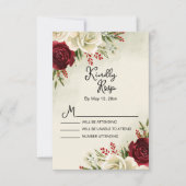 Elegant  rode rozen Wedding RSVP Kaart (Voorkant)