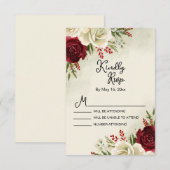 Elegant  rode rozen Wedding RSVP Kaart (Voorkant / Achterkant)