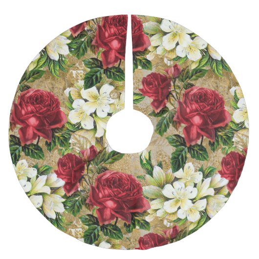 Elegant rode rozen Witte lijmen Kerstmis Kerstboom Rok (Voorkant)